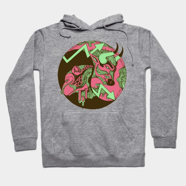 Pink Mint Bull and Bear Hoodie by kenallouis